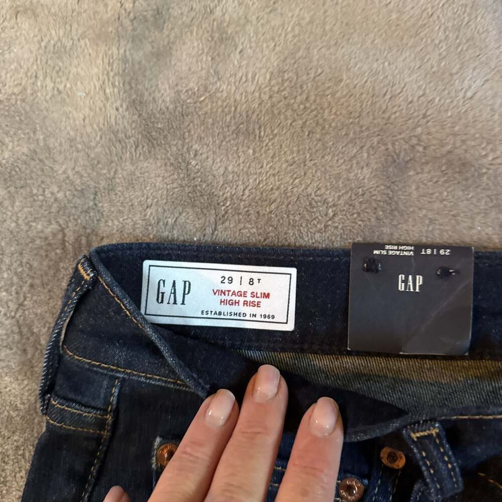 GAP Vintage Slim High Rise Dark Wash Jeans Women’s 29/8 Tall NWT - Picture 4 of 10